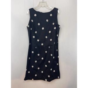 Amanda Smith Womens Black Floral Dress Size 8 Cotton Blend Sleeveless Crew Neck